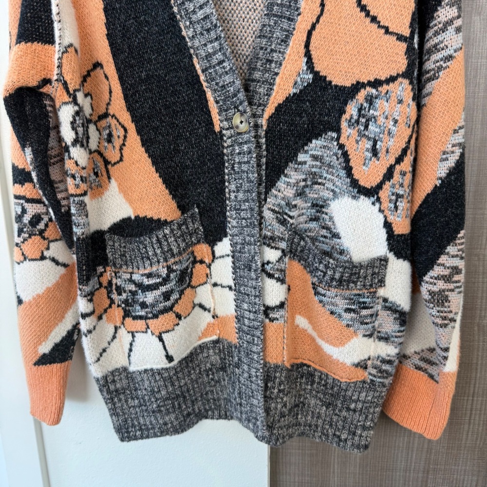 Free People August Cardigan in Peach Petals Combo Sweater Size XS - Picture 5 of 13